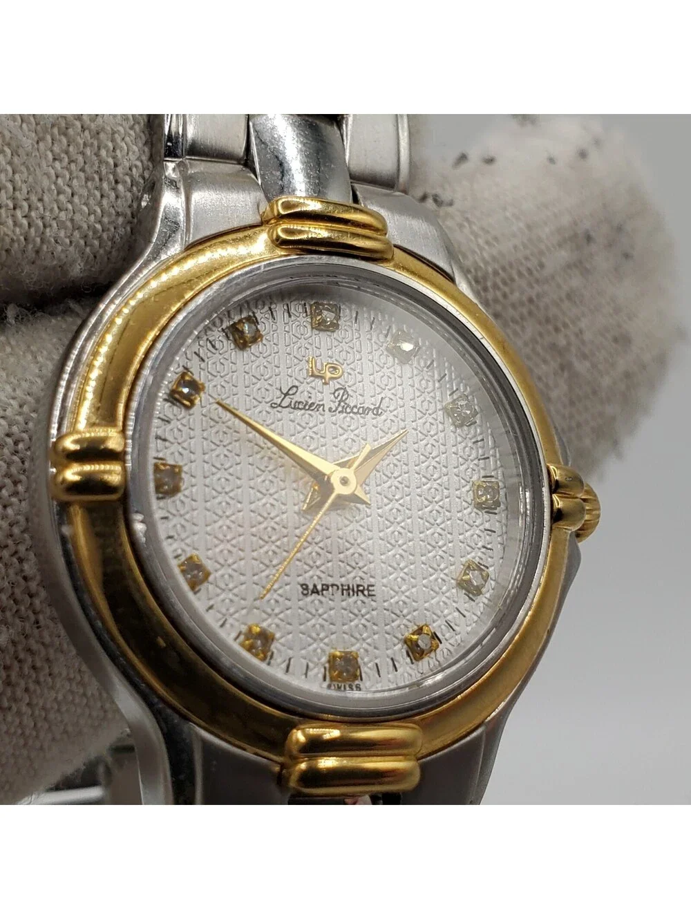 Lucien Piccard Sapphire Crystal Womens Watch 25mm Two-Tone New Battery